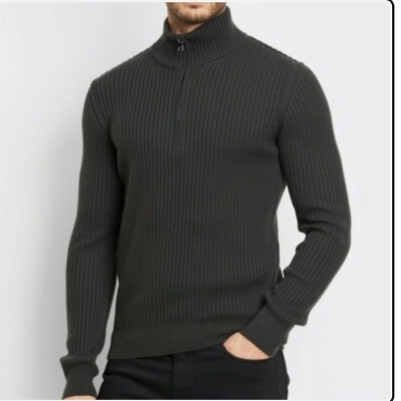 Vince men’s wool 1/4 zip up sweater in green - Picture 1 of 6